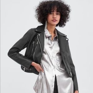 Zara Trafaluc Black Leather Moro Jacket